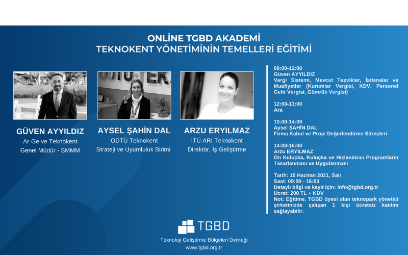 ONLİNE TGBD Akademi: Teknokent Yönetiminin Temelleri Eğitimi'ne Davetlisiniz!